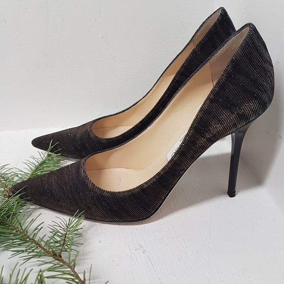 Jimmy Choo Abel Zebra-Print Lamé Pump, Black/Amber - Picture 2 of 10